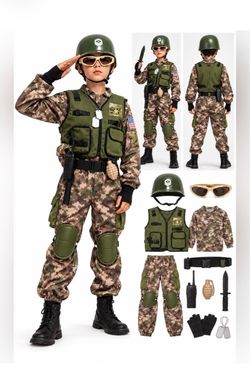 NWT Spooktacular Creations Kids Camo Trooper Halloween Costume Size: Large