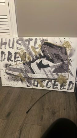 Hustle Dream Succeed Sneaker Canvas Wall Art