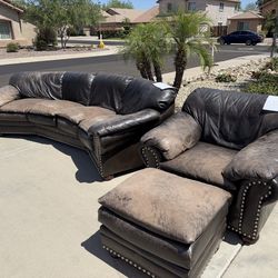 Soft leather sofa,chair,ottoman set - $125