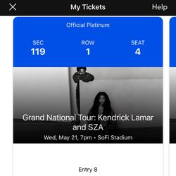 Kendrick Lamar SZA (2 Tickets)
