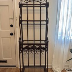 Metal Bar Stand With Glass Shelving