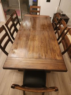 Wood Dining Table with 8 Chairs
