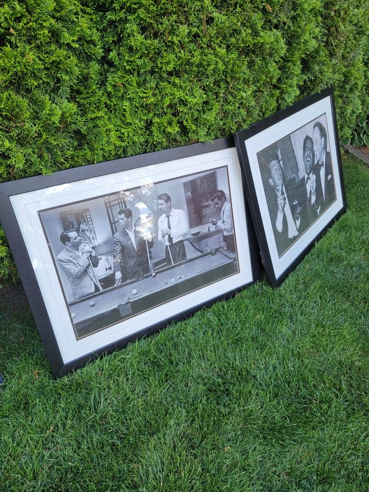 Two Very Large Framed And Matted Rat Pack Pictures Both For 150