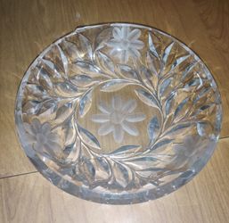 Crystal Flower Petal Etched Candy Bowl 7.25"