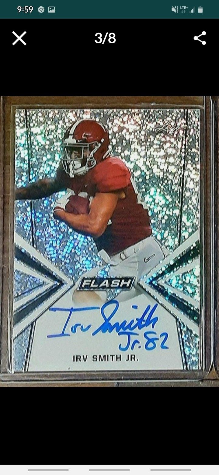 IRV SMITH JR. ROOKIE ON CARD AUTO! 2019 LEAF FLASH # BA-ISJ BALTIMORE RAVENS