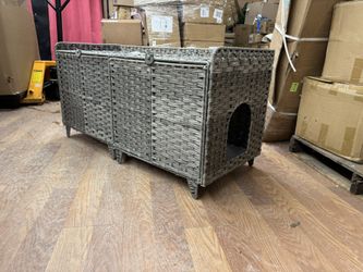 Woven Grey Double Cat Liter Box 