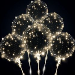 10 Pack LED Balloons,20 Inch Clear Light up Balloons with Sticks