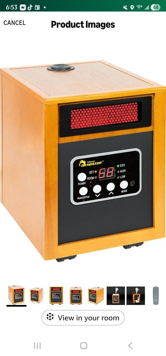 Dr. Infrared Heater DR-968H Indoor Portable Space Heater with Humidifier, 1500-Watt, Cherry
Amazon's Choice