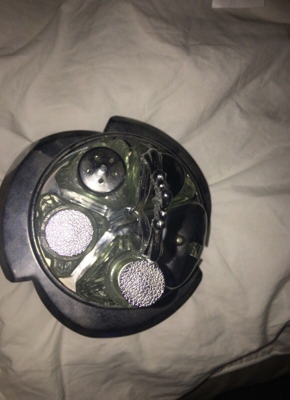 Vintage Bakelite glass s&p oil and vinegar caddie!!