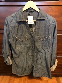 Jeans shirt 3/4 sleeve size L women new