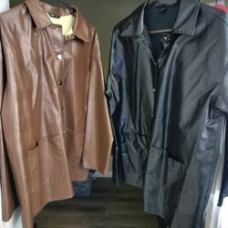 2 Men's Shein Black & Brown Faux Leather Button Down Jackets (Size S)