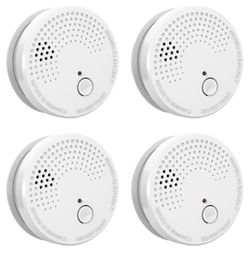 Smoke Detector 4 Pack Fire Alarms 9V Battery Operated Photoelectric Sensor Smoke Alarms