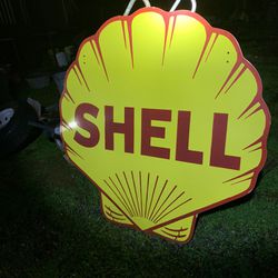 SHELL DOUBLE SIDED 48 inch porcelain sign  