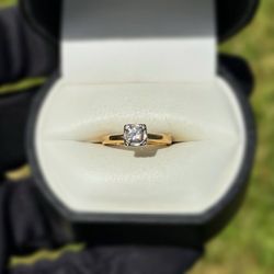 Jewelry 14k solid yellow gold natural diamond 0.17CT ring size 4.50