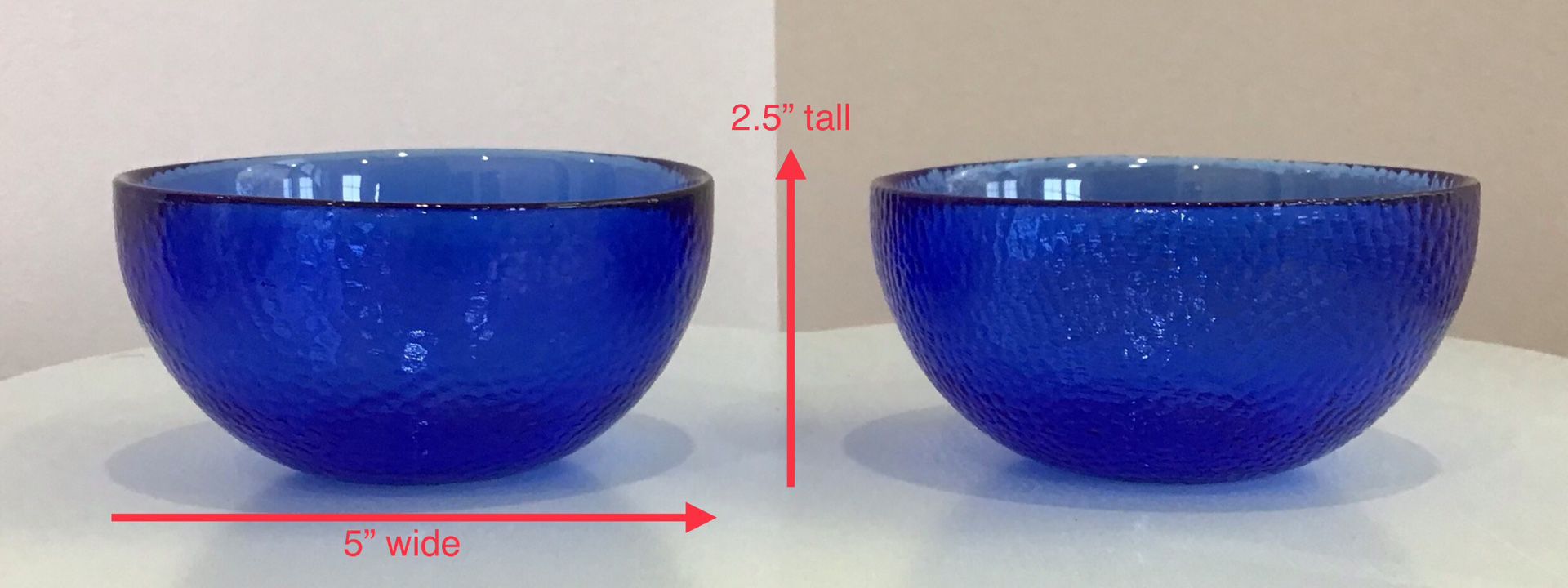 Pair of Textured Cobalt Blue Small Glass Bowls