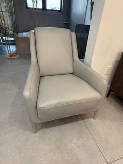 Modern Grey Leather Armchair