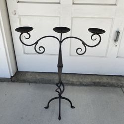 Twisted Wrought Iron Floor Candle Holder Candelabra 