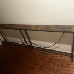 Long Rustic Brown Console Table with Outlets & USB Ports 78.7"