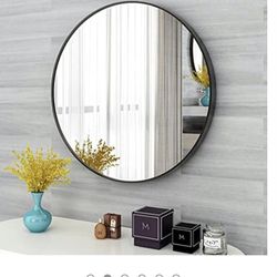 Round Mirror Black Frame 20 Inch