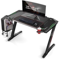 Ergonomic Z2 Black PC Gaming Desk with RGB Lights