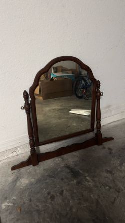 Vintage Wooden Swivel Vanity Mirror