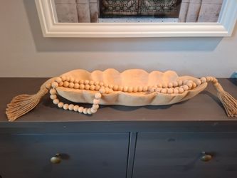 Wood decorative Bowl with Bead Garland