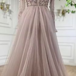 2 Muslim Green Carmel Mermaid Lace Beaded Luxury Long Evening Dresses Gowns For Women 