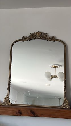 Anthropologie mirror dupe / baroque mirror / mantle mirror / gold mirror / ornate mirror / brass mirror