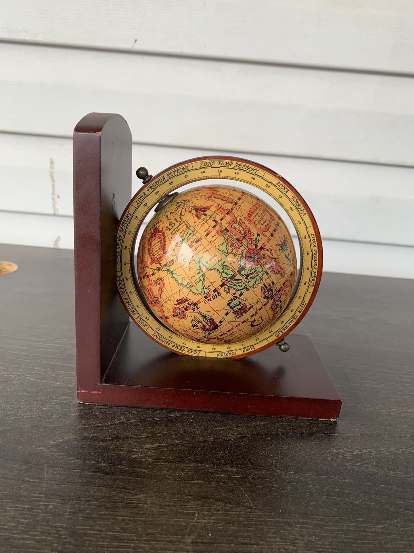 Vintage Olde World Spinning Globe Bookend