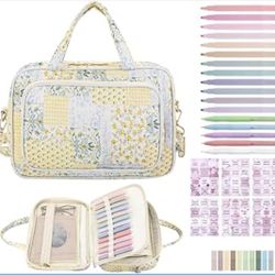 Large Bible Case with Strep Bibles Bag Journaling Supplies Christian Gifts for Women(Spliced Flower)