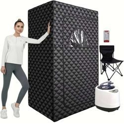 Portable Sauna,Sauna Box for Home Full Body Personal Steam Sauna Tent with 3L Steamer,Remote Control, Folding Chair,Sauna Tent for Gym,Pilates,Garage