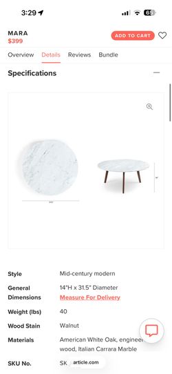 Article Mara Marble Coffee Table