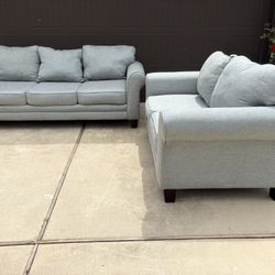 Beautiful Gray Sofa Set. Very comfortable! Good condition and Sturdy.