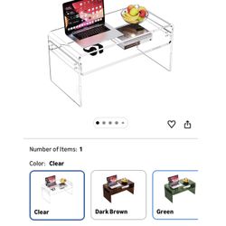 Acrylic Coffee Table for Living Room Clear Rectangle Lucite Table with Open Storage Shelf (1, Clear, Nomal