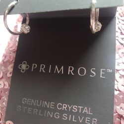 NWT, PRIMROSE Genuine Crystal Sterling Silver Earrings