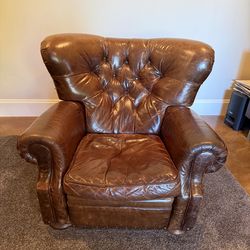 Restoration Hardware Brown Leather Recliner