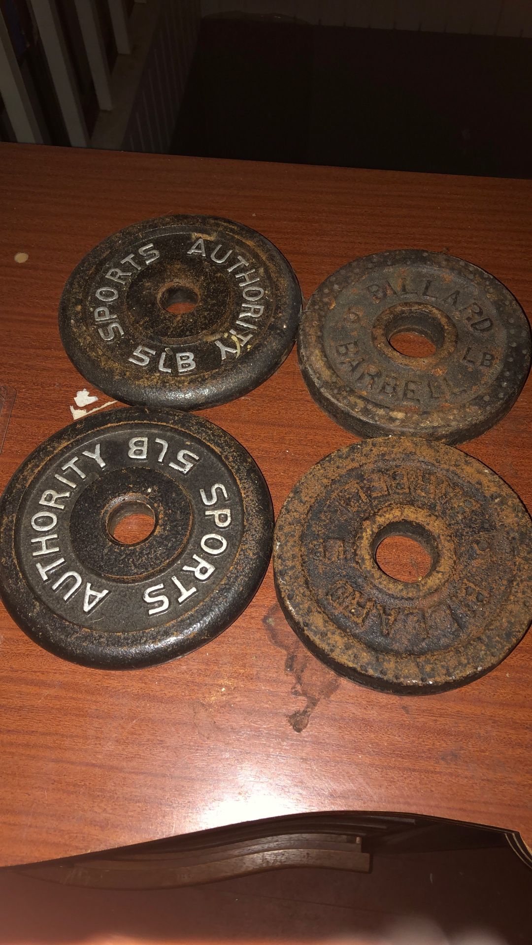 4 Iron Dumb Bell Plates  5lbs Each
