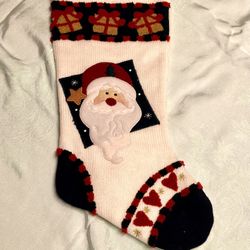 NEW White Knit Santa Christmas Stocking