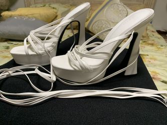 White Lace Up Heels