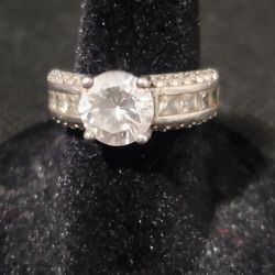 925 CZ Engagement Silver Ring