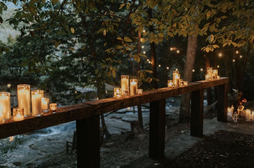 Used Wedding Decor — Set of 180 Hurricane Cylinder Candles and Gold Mercury Glass Votives 