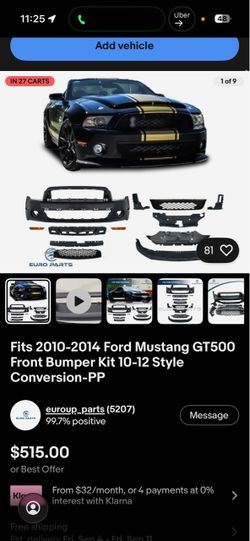2010-2014 Ford Mustang GT500 Front Bumper Conversion Kit