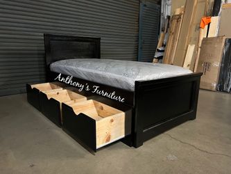 New Twin Bed With Drawers And Mattress 