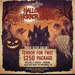 2 Tickets HALLOWEEN HORROR NIGHTS W PARKING INLUDED