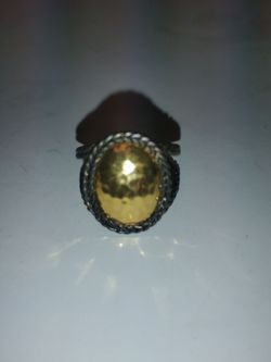 Old Gold Dome Statement Ring with Braided Border Size 7 1/2