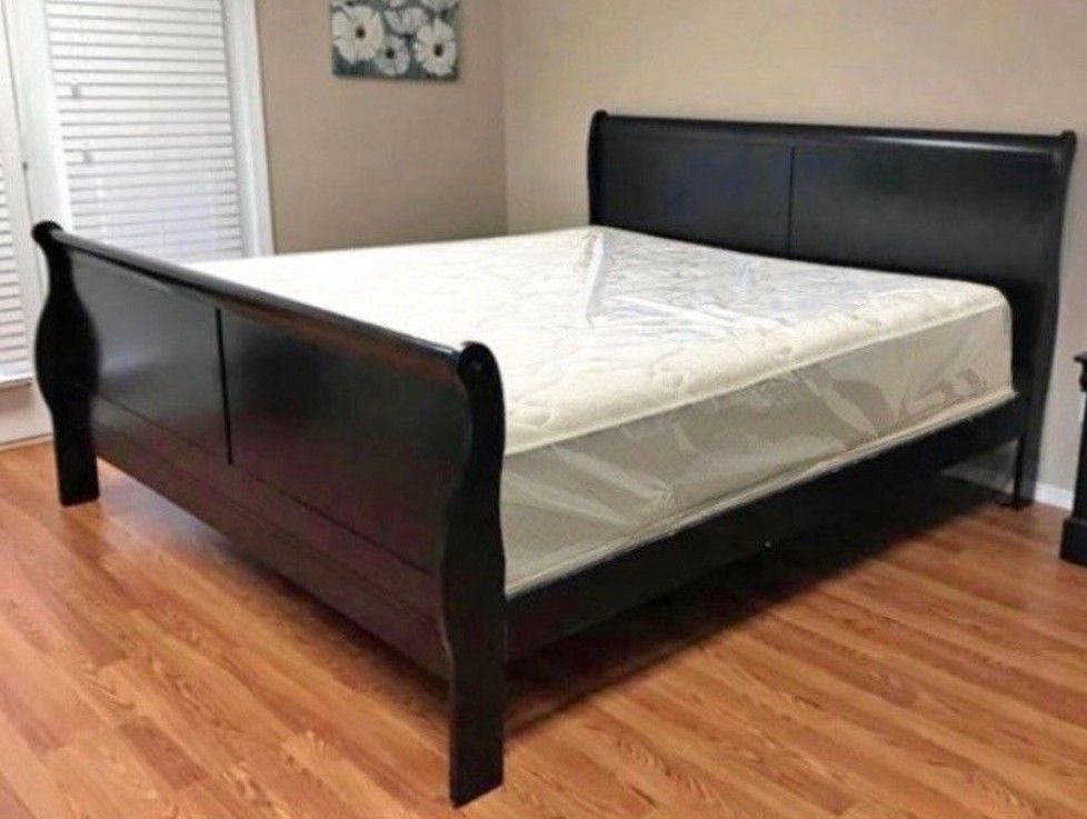 Brand new in box black color king size louie bed frame only special