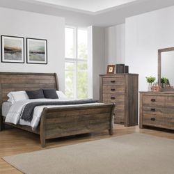 4 Piece Queen Bedroom Set Queen Bed Frame Dresser Mirror And Nightstand
