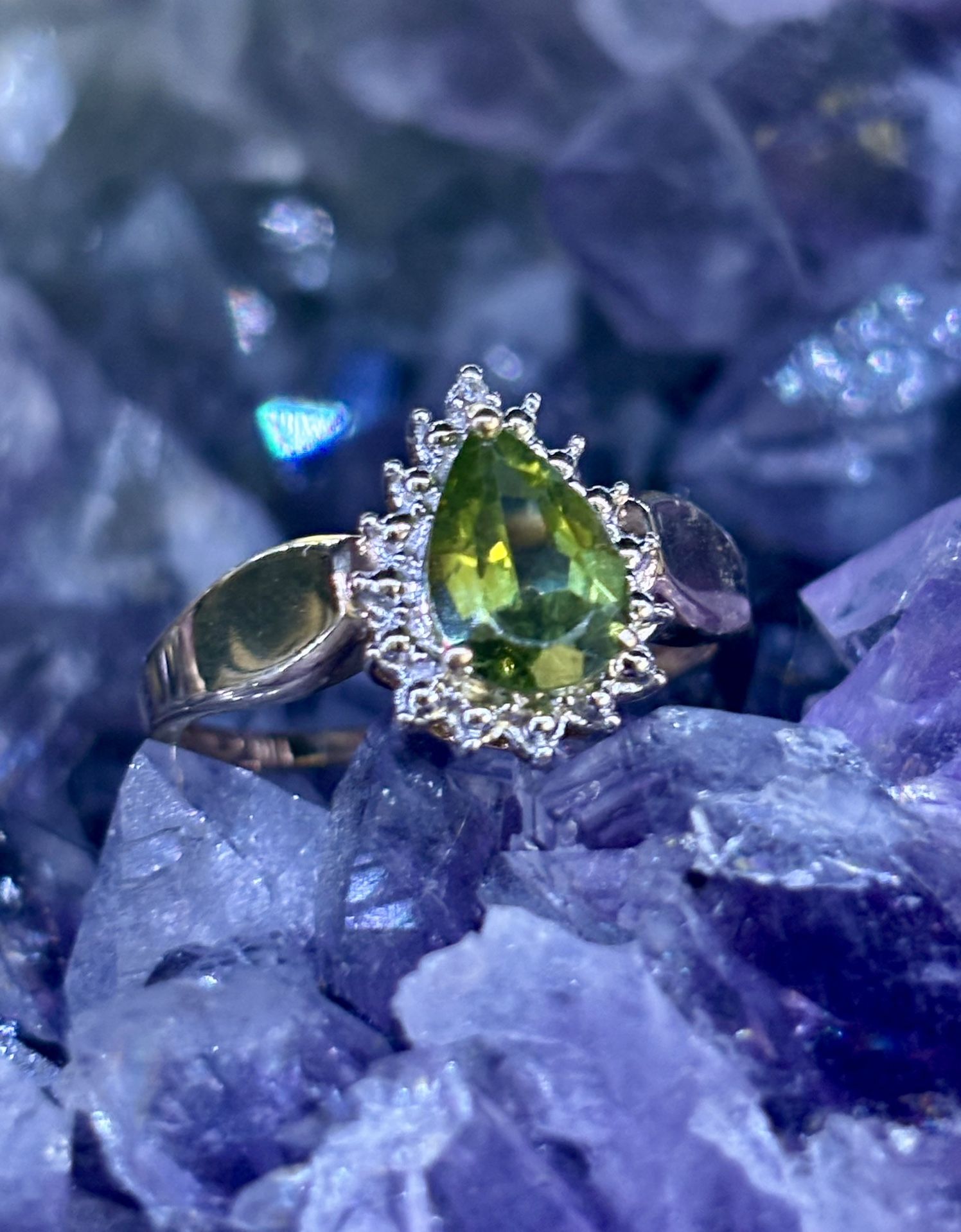Modern Peridot And Diamond 10K Yellow Gold Woman’s Ring