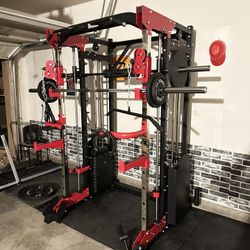 Smith Machine 200 | Adjustable Bench | 245lb Cast Iron Olympic Weights | 7ft Olympic Bar | Fitness | Gym Equipment | FREE DELIVERY/INSTALLATION 🚚 🛠️