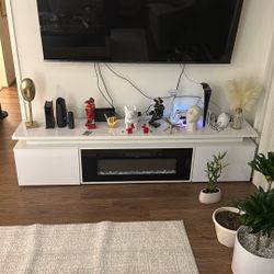 White TV Stand With Fireplace 